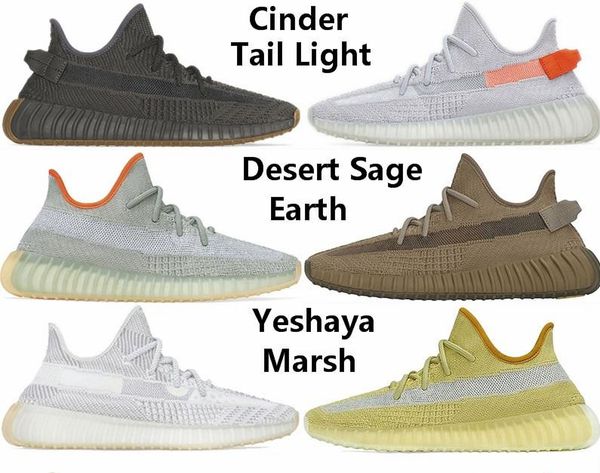 

2020 tail light earth cinder desert sage kanye west sneakers yecheil yeezreel black static reflective men running shoes men women shoe 36-48
