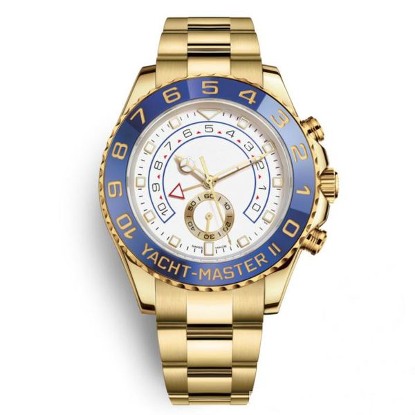 

Gold Watches Men Yacht Automatic Movement Multifunction MASTER 44mm Mechanical Mens Stainless Steel Watch Sapphire Glass Wristwatch 3 Color