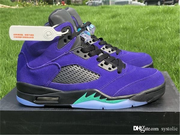 

2020 release authentic air 5 alternate grape men basketball shoes purple suede grape ice black clear new emerald sneakers with box