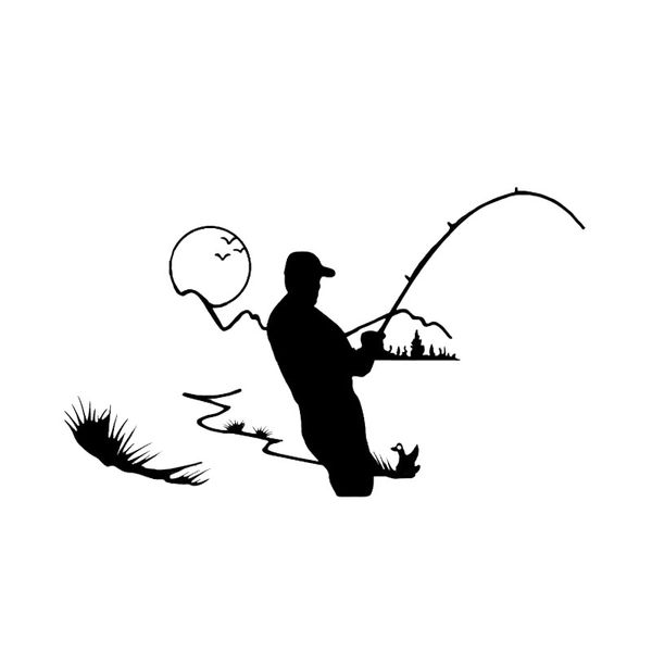 

14.9*8.9cm outdoor fishing decor car sticker vinyl silhouette fashion personality car accessories