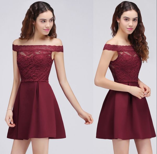 

burgundy off shoulder lace party dresses short homecoming dress prom even gown cocktail club wear cps698, Black