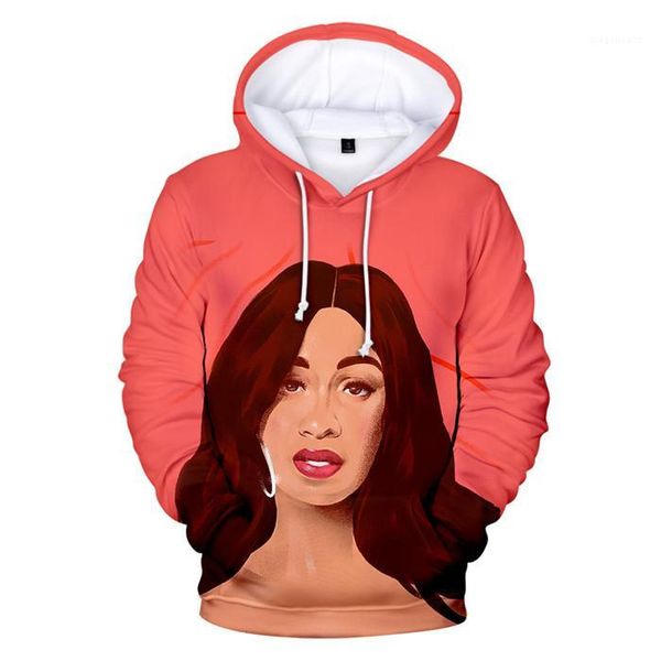 

женские толстовки женская одежда рэпер cardi b цифровой принт кофты красочные с длинным рукавом обычная o шея, Black