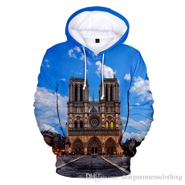 

нотр-дам де пари мужские толстовки 3d printed tops mens o-шея свободные кофты женщины причинные одежда, Black