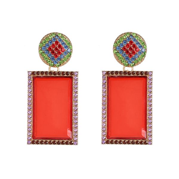 

young tulip geometric earrings fashion transparent color ear jewelry rectangle earring popular rhinestone earring for women new, Silver