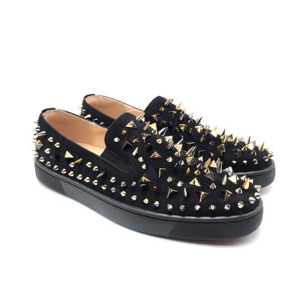 

2019 Designer Office Dress Shoes Spike Low Cut Party Dress Shoes Red Bottom Sneaker Luxury Party Genuine Leather Casual shoes