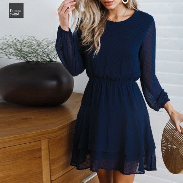 

урожай партии платья женщин вскользь vestidos с длинным рукавом в горошек платье твердая короткое лето шифоновое платье elegant, Black;gray