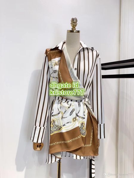 

женщины топов иллюстрированного шарф рубашка блузка с поясом high-end заказ нагрудных шей естественного цвета с длинным рукавом цепью blouse, White