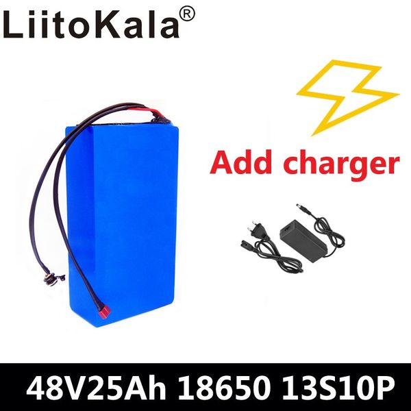 

liitokala 48v25ah 48v 25ah 48v литий-2000w электрический велосипед батарея встроенный в 50а bms + 54.6v 2a зарядное устройство