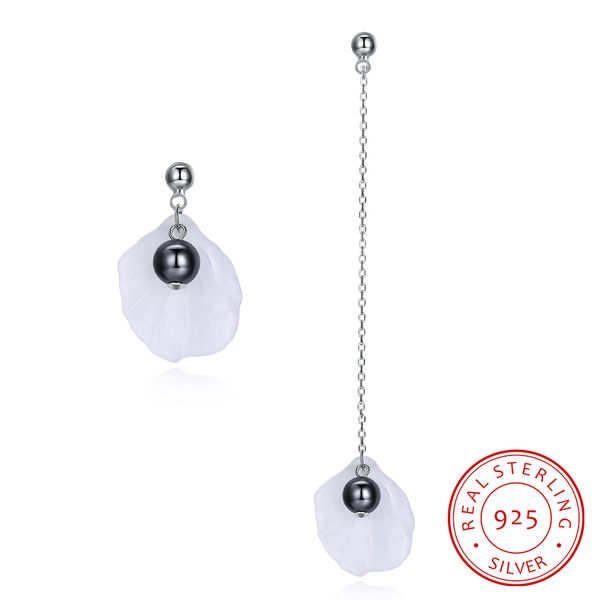 

fashion cute asymmetric leaves shape 925 sterling silver dangle earrings women party jewelry gift for her(ea102809