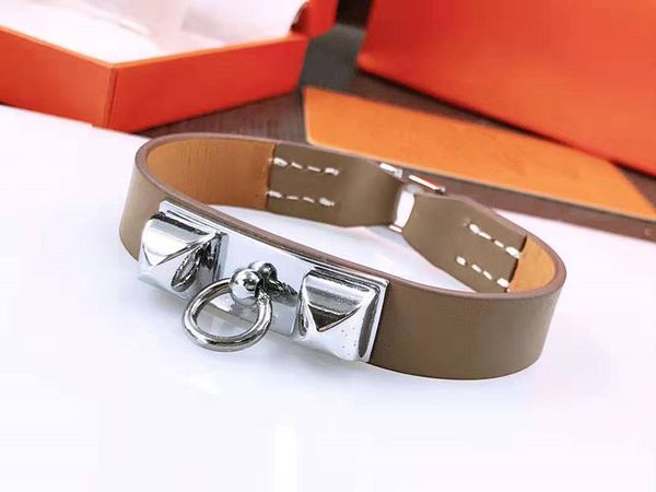 

2019 single ring leather double tower stainless steel bracelet h brand designer jewelry women bracelets women leather bracelet jewelry, Black