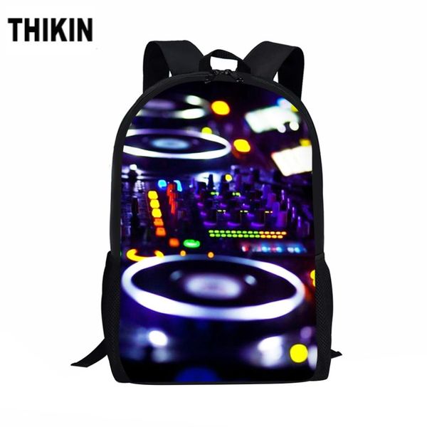 

thikin cool dj night theme print school bags for boys girls casual 3d men's backpack fashion orthopedic rucksack kids book bag