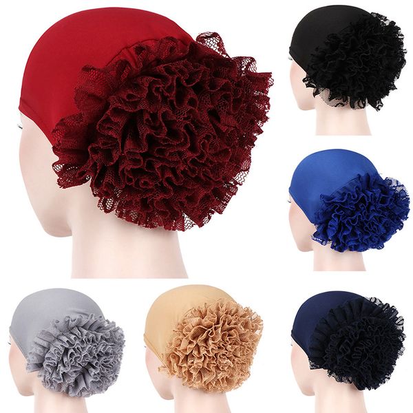 

comfortable fashion muslim women's hijabs muslim headscarf pile heap cap women soft hijab caps islamic chemotherapy hat, Red