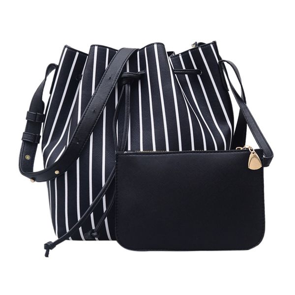 

2pcs sets bags for lady handbag shoulder bags tote purse fashion leather shoulder stripe messenger bag ladies crossbody
