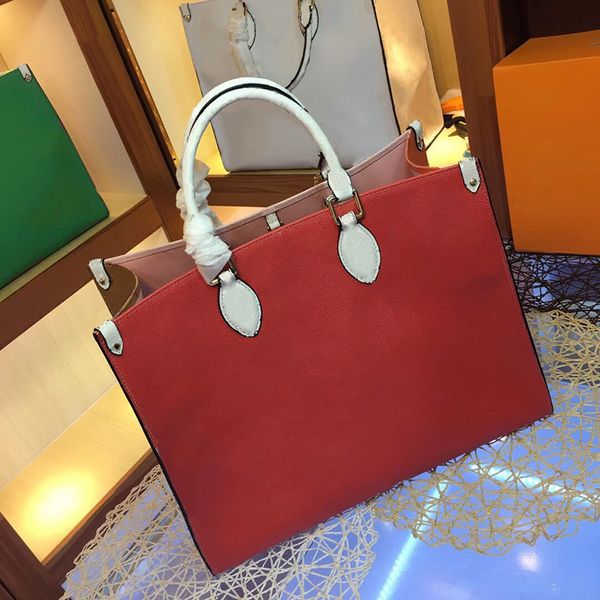 

large shopping bags 41cm designer shoulder bag contrast color beach bags genuine leather handbag crossbody purse messenger handbags