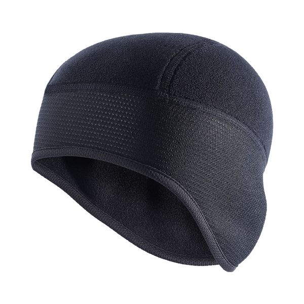 

cycling caps & masks fashion winter cap windproof thermal bicycle fleece hat helmet liner, Black