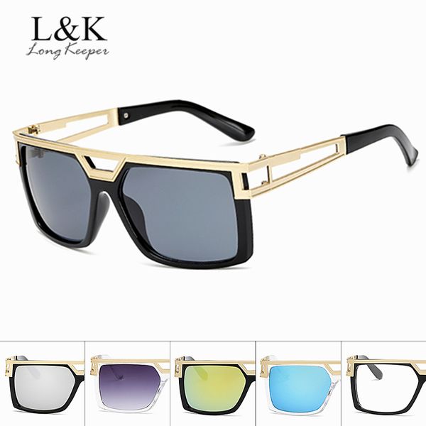 

oversized sunglasses men women metal square sunglass 2019 brand vintage retro female shades mirror big size sun glasses gafas, White;black