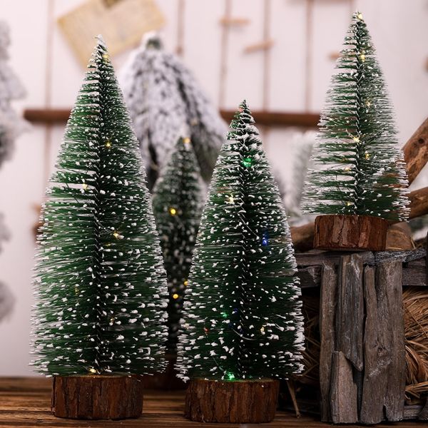 

diy christmas tree fake pine tree lights small mini sisal bottle brush christmas santa snow frost village hous decoration