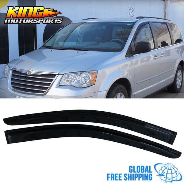 

fits 08-16 grand caravan chrysler town & country acrylic window visors 2pc set global ing
