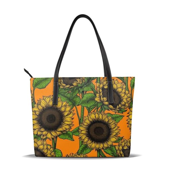 

noisydesigns sunflower women's handbag 2019 casual women pu leather handbags lady classic shoulder bags female tote bag bolsa
