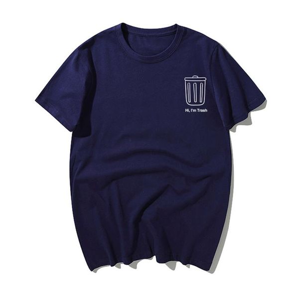 

смешной привет я trash can печать tshirts tops мужчины summer casual качество хлопка tshirts mens high hip hop тройники harajuku толстовка, White;black