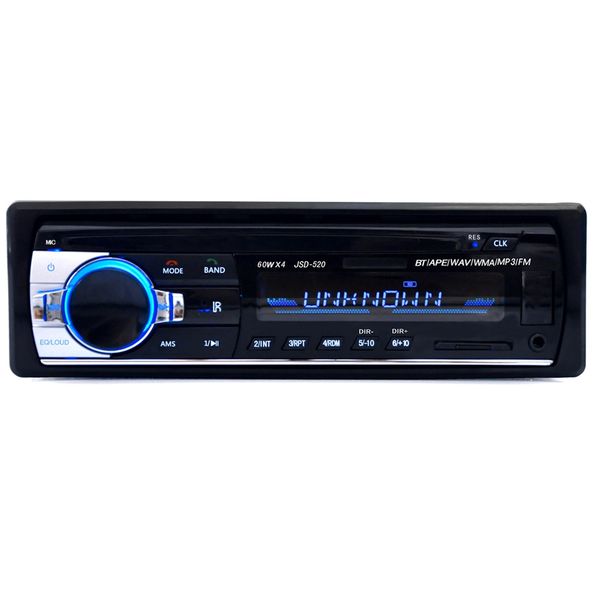 JSD - 520 12V Bluetooth V2.0 Audio Estéreo Audio In-Dash Single DIN FM Receptor AUX Entrada Receptor USB MP3 MMC WMA Player