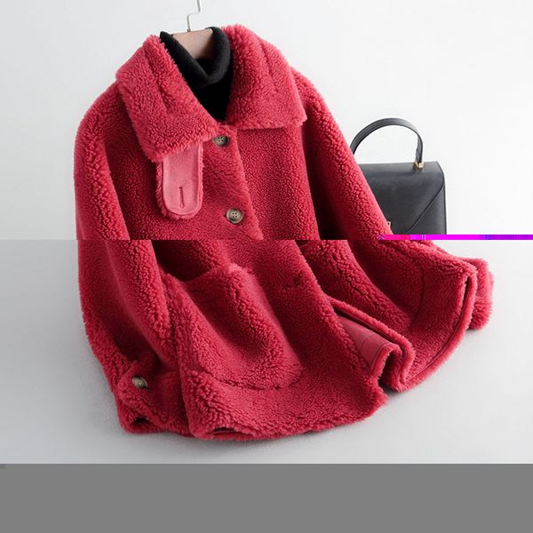 

winter thicker warm full imitation sheep sheared fur coat female compound fur short coats with pockets wq2362 factory dropship, Black