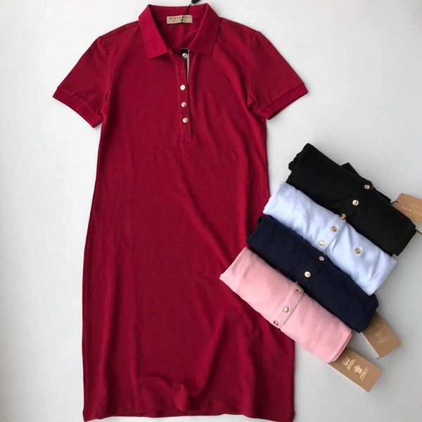 

fashion womens brand polo dresses new arrival summer women shirt dresses polos casual streetwear 5 colors yf203142 11, Black;pink