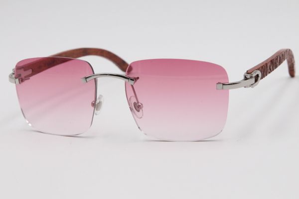 

2020 бесплатная доставка high end 8300816 wood rimless солнцезащитные очки унисекс декоративные розовый цвет объектива женские очки c украше, White;black