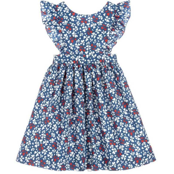 

2020 summer baby girl sweet printed dress kids floral pattern blue color baby princess dresses a-line, Red;yellow