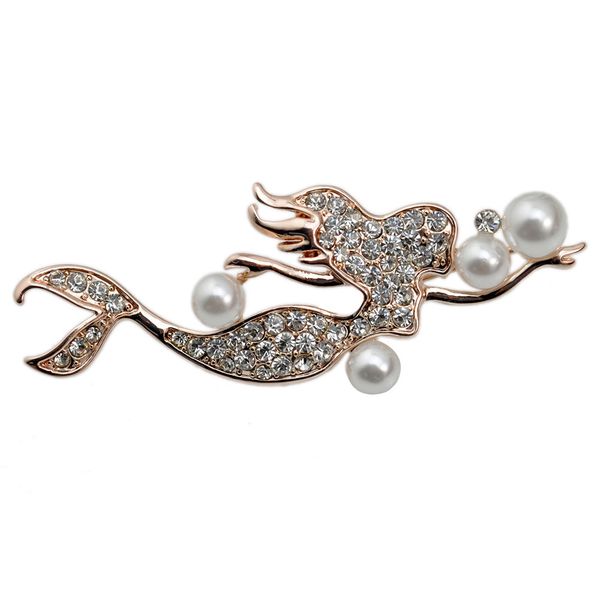 

mermaid brooch water drill pearl brooch quality korean version jewelry factory wholesale, Gray
