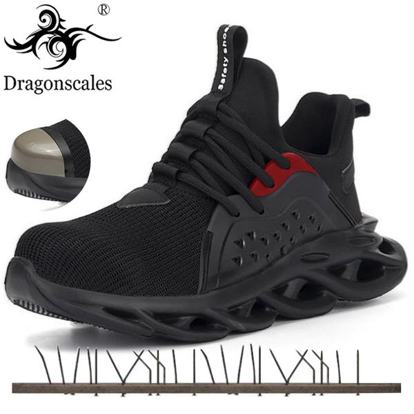 

dropshipping men indestructible shoes safety work shoes with steel toe cap puncture-proof boots lightweight breathable sneakers, Black