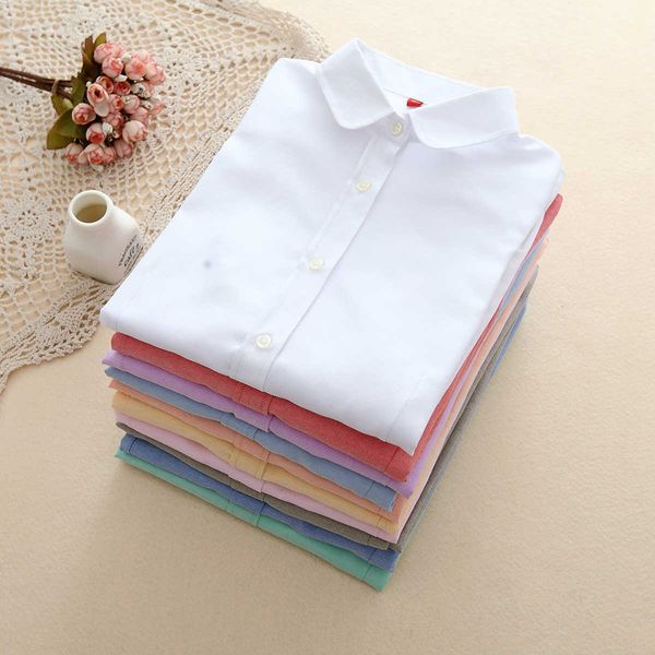 

women clothing blouse woman new 2019 women blouse long sleeve shirts oxford cotton long sleeve ladies casual shirt blouses female clothes, White