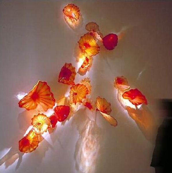 

oem mouth blown murano lamps flower arts craft cute decorative glass plate wall hanging plates