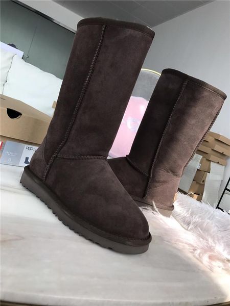 

new high-end brand suede plus velvet warm australian snow boots mid boots leather cotton boots wild fashion shoes 03, Black