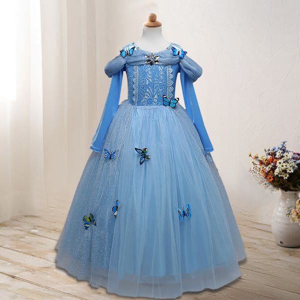 

2019 frozen children shirt cinderella formal dress foreign trade selling long sleeve children shirt manufacturers direct sel, Red;yellow