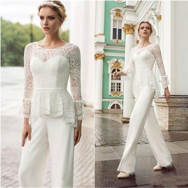 Gelin Pantolon Suit Wedding Guest Elbise Plus Size şifon Anneler Damat Elbiseler Peplum Of Şık Dantel Anne