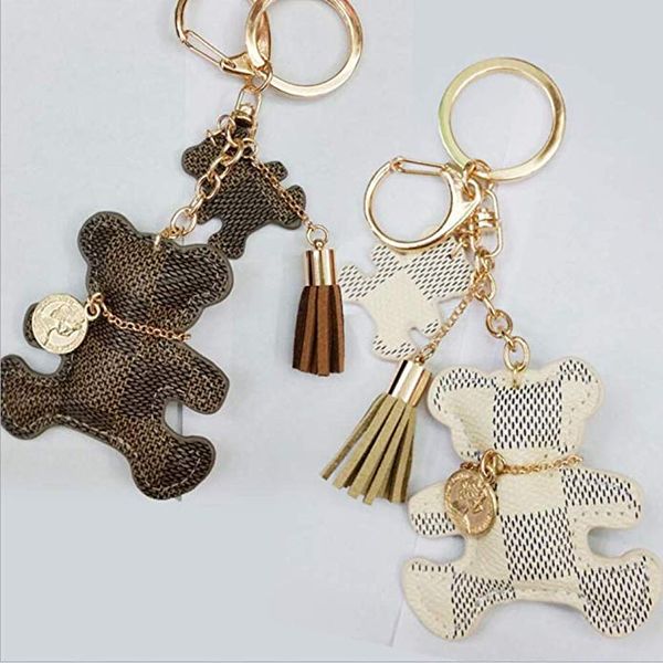

3 цвета медведь key chain аксессуары кисточкой брелок кожа pu медведь pattern автомобилей keychains женщин сумка шарм ювелирные изделия рожд, Silver