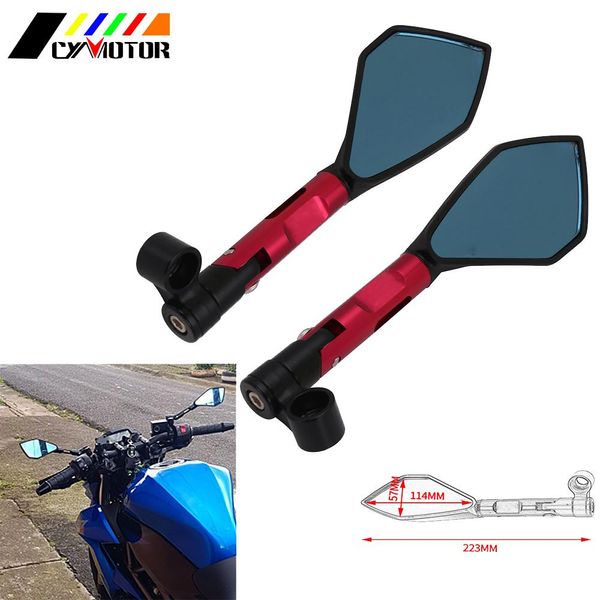 

motorcycle cnc universal rearview rear view mirror side mirrors for yamaha yzf r1 r6 r15 r25 yz-f 125 250 300 fz1 fz6n mt07 mt09