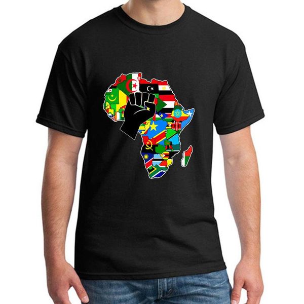 

фитнес африка карта поднятый кулак футболки мужские плюс размеры s-5xl хлопок тройник топы, White;black