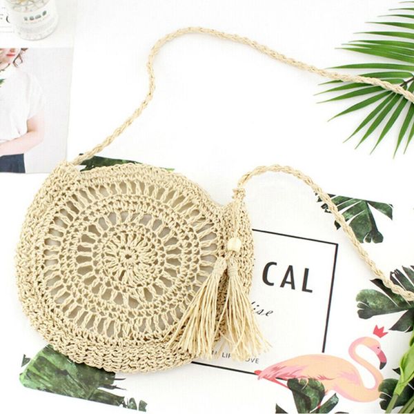 

jhd-handmade women summer straw beach bag tote shoulder basket shopping handbag bags