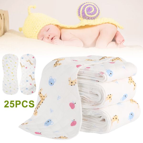 

25pcs reusable infant cloth diapers soft peanut shaped 3-layer insert baby nappy use water absorbent breathable diaper