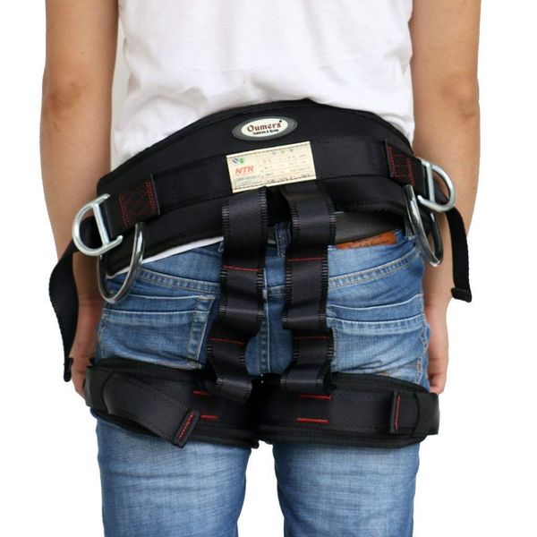 

ntr 22kn black adjustable harness security seat belt climbing rappelling harness outdoor t-shirts, Gray;blue
