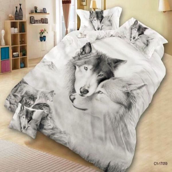 

urijk classic polyester bedding set 3d cool wolf oil print bed clothes comforter cover bed sheet set pillowcase high quality