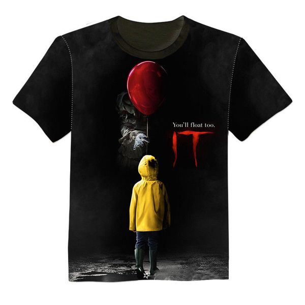 

новый 3d печатная футболка стивен кинг это фильм 2018 pennywise ужас клоун мужчины женщины, White;black