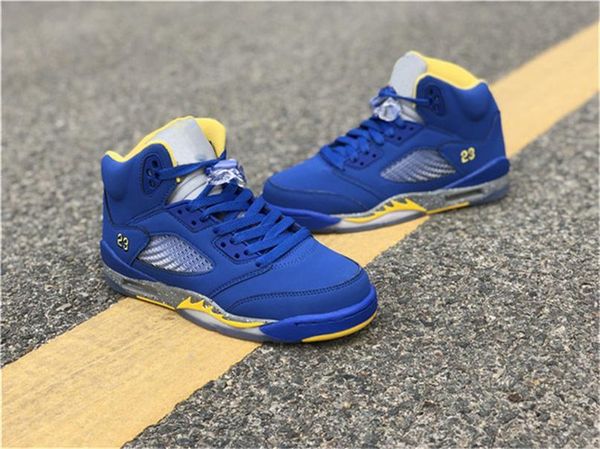 

authentic 2020 5 jsp laney man woman basketball shoes for men blue suede 3m reflective cd2720-700 sports shoes with original box