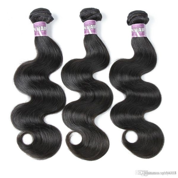 

бразильские волосы ткать связки body wave 3шт remy выдвижения волос natural color human bundle предложения knhj21, Black