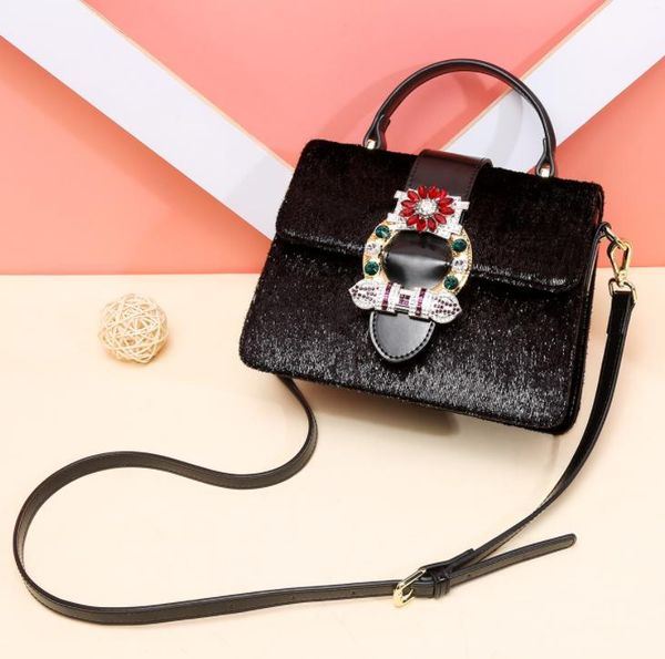 Cowhide Fashion Handbag 2019 New Diamond Inlaid Baitao Kelly Bag