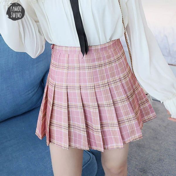 

japanese preppy korea skirts new high waist mini womens skirts kawaii plaid pleated tennis pink casual skirt, Black