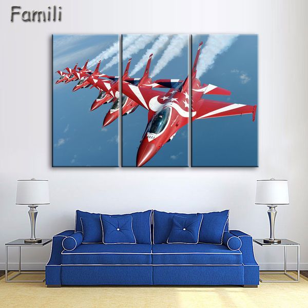 

cuadros painting by numbers 3pcs/set modern fighter aircraft canvas painting combat wall picture art for living room unframed