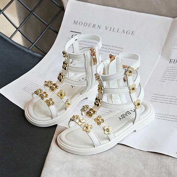 

selling summer baby girl sandals 2 colors fashion metal flowers decoration soft soled shoes breathable anti-slip sandals, Black;red